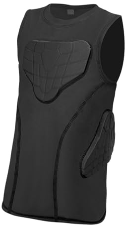 Jiuvaso Gilet de Protection Côtelé Respirant pour L'entraînement, Protection de La Poitrine et Chemise de Compression Rembourrée pour Enfants, L