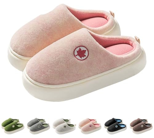 Generisch Pantuflas de algodón para mujer, pantuflas de invierno, suaves, cómodas, zapatillas de casa de invitados, unisex, con suela gruesa antideslizante, zapatos de cabaña, zapatos de casa modernos