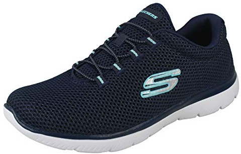Skechers Femme Summits 12985 Espadrilles, Navy Mesh/ White Trim, 37.5 EU
