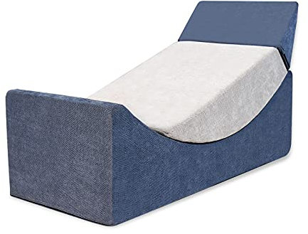 CCLIFE 2in1 Sofa verstellbar waschbar Sitzsack Set Liege Kinder Erwachsene mit Füllung Spielsofa Couch, Farbe:Blau&Grau