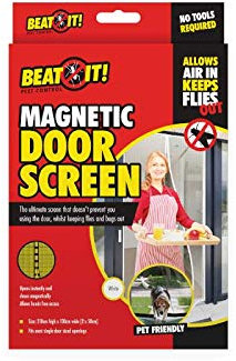 White Magnetic Polyester Mesh Door Screen, 210 x 100 cm (1 Set) - Easy Installation, & Ideal for Pest & Insect Protection