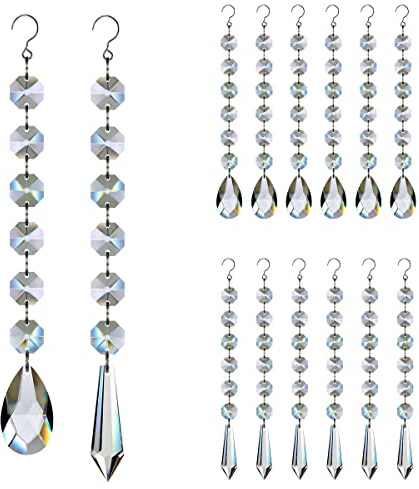Guirlande de 12 brins de cristaux en forme de larme, 38 mm/55 mm à suspendre pour lustre, chaîne de perles pour décoration transparente GOLDENHAITAI
