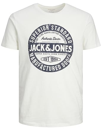 JACK & JONES Jjejeans tee SS O-Cuello Noos 23/24 Camiseta, Cloud Dancer, XXL para Hombre