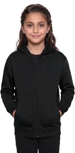GW CLASSY OUTFIT Kids Girls Boys Zipper Hoodie Unisex Fleece Zipper Top Jacket PE School Sweat Hoodie Casual Fashion UK Size 4-13 Years (5-6 Years, Black)