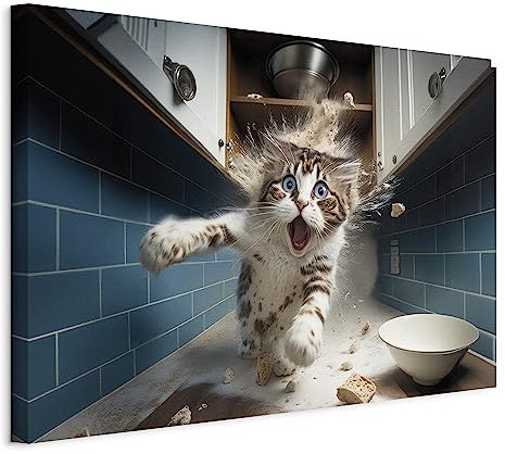 murando - Tableau Acoustique Animal 120x80 cm 1 Partie - Décoration Murale Anti-Bruit Isolation Phonique Bureau Chambre Panneau Insonorisant Impression sur Toile - Chat drôle g-H-10041-b-a