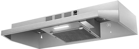 SNDOAS 30 inch Range Hood Ducted/Ductless Convertible Stainless Steel Range Hood Under Cabinet with Rocker Button Control,Vent Hood with LED Light,2 Speed Exhaust Fan,Under Cabinet Hood,Silver