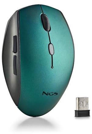 NGS Bee Blue - Ratón Inalámbrico Ergonómico, con 5 Botones Silenciosos y Rueda de Desplazamiento, Conexión Inalámbrica 2.4 GHz, Especial para Diestros, dpi Ajustable, Color Azul