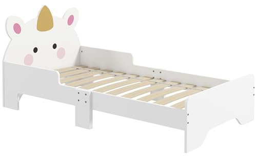 ZONEKIZ Lit Enfant Design Licorne, 3 à 6 Ans, 143 x 74 x 67 cm, 80 kg, Rose