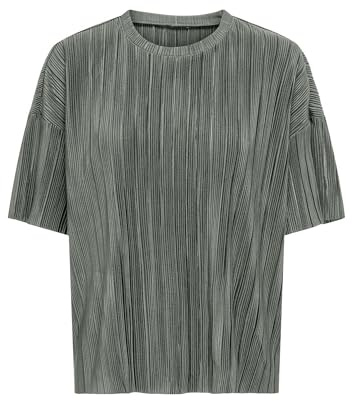 ONLY Damen Onlravenna S/S Plisse Top Noos JRS Feminines Oberteil Mit O-Ausschnitt Und Kurzen Ärmeln, Regular Fit, Agave Green, XX-Large