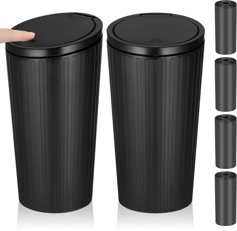 Yimomoyi 2 Pezzi Pattumiera Auto con Coperchio, Mini Cestino, 4 Rotoli Sacchetti per Spazzatura, Impermeabile, per Casa, Ufficio, Nero