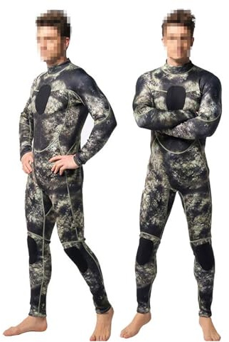 Muta Monopezzo Uomo, Full Muta da 3 mm Neoprene Camuffare Termico con cerniera posteriore,Anti-UV Muta Da Sub A Maniche Lunghe per Snorkeling, Surfing, nuotare, Subacquea e Altri Sport in Acqua