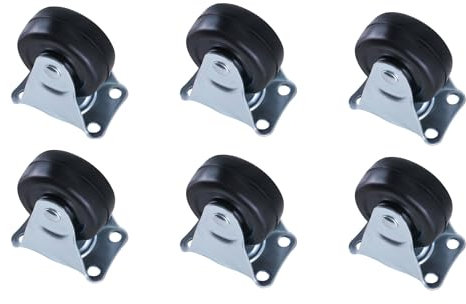 GooEquip Castor Wheels,6PCS Heavy Duty Castors,2 Inch Trolley Wheels,Fixed casters wheels for Furniture
