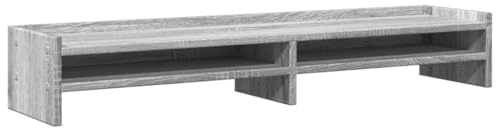vidaXL Skärmställ grå sonoma 100x24x16 cm konstruerat trä, ställ för monitor, datorställ, monitorstativ, ställ för monitorer, monitorställ