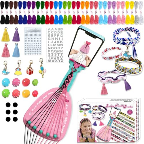 Kit Bracelet Bresilien Enfant Tressage Fabrication Avec 50 Fils Fille Jeux Creatif 6-12 ans Cadeau Loisirs Créatifs Metier a Tisser Soi-même Amitié Original Jouet Idee Friendship Anniversaire Bijoux