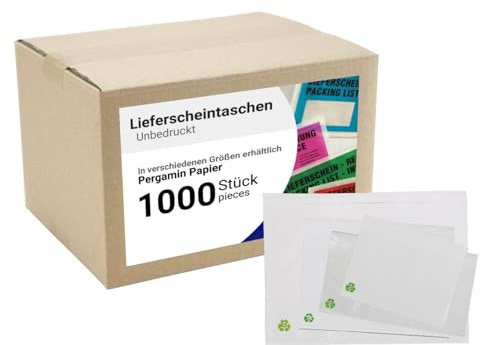 Buste per biglietti di consegna C6 I, 1000 pezzi, autoadesive, Blanco, per banconote di consegna e fatture, accessori per spedizione non stampati in carta pergamena