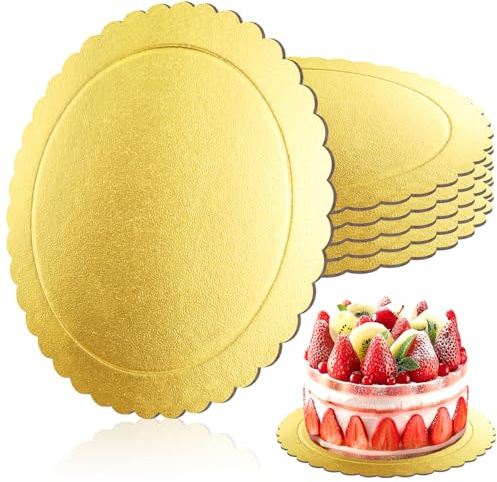 WDZGX Support Gateau Carton 20cm Cake Board Rond Planches à Gâteau Rondes 6Stk Semelle a Gateau Pour le Transport et la Décoration Cake (8 inch Gold)