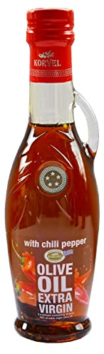 Extra Virgin olive oil with chili pepper, KORVEL, glass bottle Amphora 250 ml, 8.45 fl oz