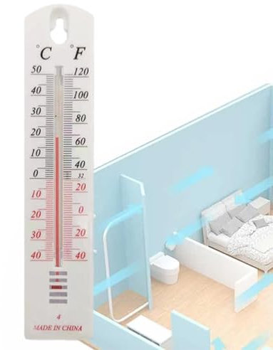 Thermometer Analog, Analoges Innen-Außen-Thermometer, Analoges Innenthermometer, Indoor Temperature Monitor, Innen Außenthermometer Wandmontage für Büros, Lagerhallen, Wohnungen, Gewächshäuser