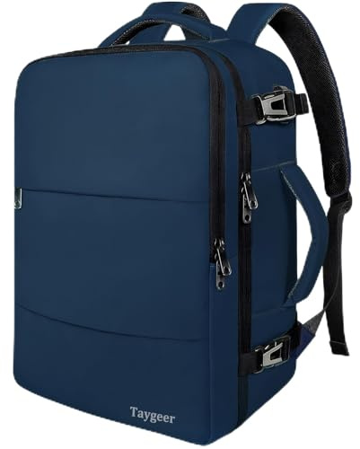 Taygeer Ryanair Rucksack,Handgepäck Rucksack Flugzeug Leicht, Laptop-Rucksäcke 14 Zoll mit USB Ladeanschluss, Klein Travel Backpack mit Schuhtasche für Wandern, Arbeit, Universität, Dunkelblau