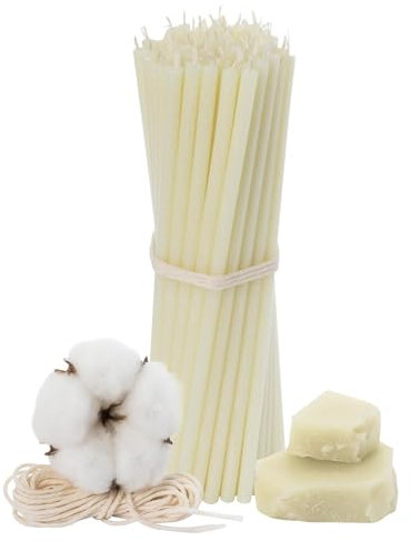 Ritualkerzen aus natürlichem Bienenwachs – 20 Stück – 16 cm – 7 Farben zur Auswahl – Ideal für Rituale & Meditation (Weiß)