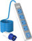 5M Camping Electric Hook Up Cable - 4 Way Gang Extension Lead with 2 USB, 16A 220V Heavy-Duty Mains Extension Lead, Camping Hook Up Power Cable for Campervan, Caravan, Motorhomes (Blue) (Blue, 4Pin)