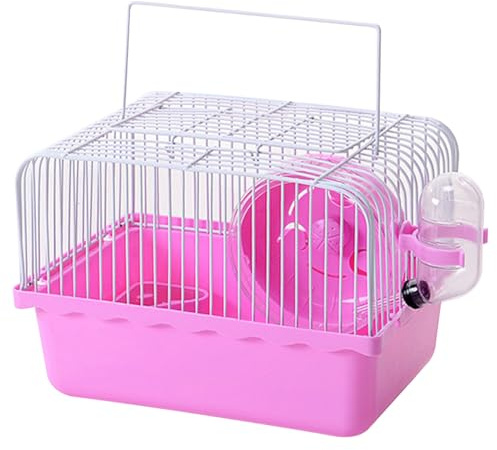 Hamsterkäfig, kleine Meerschweinchenkäfige mit stillem Laufrad, Wasserflasche und Accessoires 9x6.7x6.7 Plastik Hamster Käfig für Haustierspielzeug