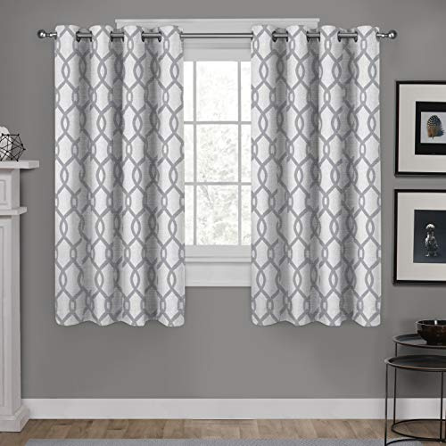EXCLUSIVE HOME Kochi Light Filtering Linen Blend Grommet Top Curtain Panel Pair, 54x63, Dove Grey
