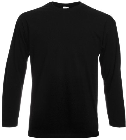 Fruit of the Loom Mens Long Sleeve Value T Shirt Black 4XL