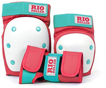 Rio Roller Dreifach-Pad-Set Schutzset für Skateboard, Unisex, für Erwachsene, Mehrfarbig (Red/Mint), S