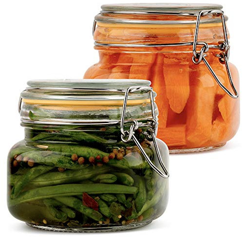 Galashield Glass Jars with Airtight Lids 16 oz [Set of 2]