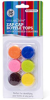 CellarDine ZCBT12 Set of Mixed Colours Zap Cap Bottle Tops, Silicone, Multi