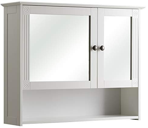 Pelipal - Maxim - Spiegelschrank - Badmöbel - 68 x 85 x 23 cm - 2-türig, Nische, 2 Einlegeböden - Landhaus-Stil - in weiß Glas/weiß