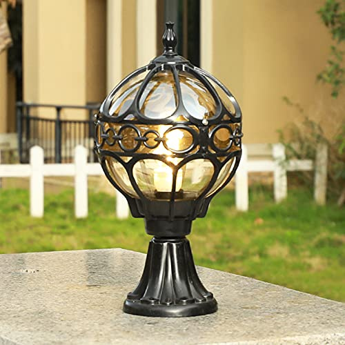 Mengjay Trade Rétro Lampe Pilier Extérieur E27 Imperméable, Vintage Lampadaire De Jardin en Aluminium, Éclairage Pour Portail, Paysage, Balcon, Villa, Terrasse, Mur, Patio, Chemin