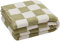 VANJOROY Checkerboard Checkered 100% Microfiber Fleece Throw Blanket For Sofa Bed-SageGreen 130×160cm, Fluffy Cozy Thick Warm Soft Plaid Tartan Blanket
