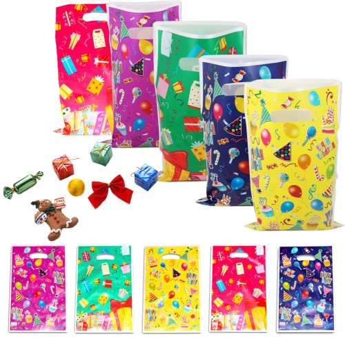 50 PCS Plastic Party Bags for Kids Party, 9.8*6.3”Plastic Kids Party Bags for Kids Goodie Candy Birthday Party Cookies Gift