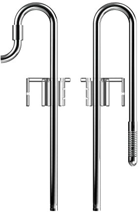 FZONE Stainless Steel Lily Pipe Inflow and Outflow Work with 12/16mm Filter Hoses, Ideal for Aquarium Plant Tanks, with Acrylic Pipe Fixer (12MM-1)