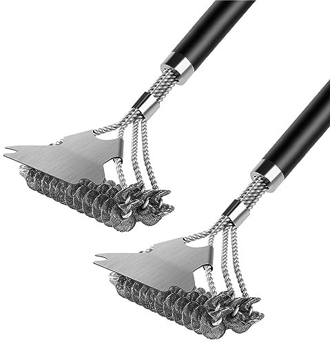 Flintronic Cepillo Barbacoa de Limpieza, Cepillo Barbacoa, Parrilla Barbacoa, Limpia Hornos, para Gas, Electricidad Parrilla, Cerdas de Acero Inoxidable, Cpara Regalo de Hombres, 16.5 Cepillo