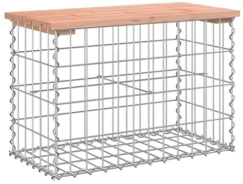 vidaXL Gartenbank, Sitzbank Bank Gabionen, Gabionenbank für Garten Terrasse, Steinkorb Drahtkorb Parkbank Gartenmöbel, Massivholz Douglasie