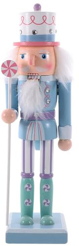 MAGICLULU Cascanueces De Madera Navideña Figuras De Cascanueces Rosa Y Azul para Decoración Navideña De Mesa para Fiestas Navideñas