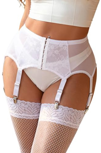 ohmydear Womens Lace Suspender Belt 6 Straps Plus Size Sexy Lingerie Set
