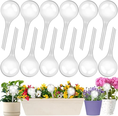 ZHHGOO 12 Pièces Boules d'Irrigation pour Plantes,Plante Arrosage Goutte à Goutte Automatique,Transparent Distributeur Eau Plante, Système Bulbes D'Arrosage pour Plantes D'Intérieur et D'Extérieur