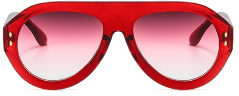 mincl Popular Fashion Pilot Sunglasses Women Shades UV400 Retro Rivets Decoration Gradient Trending Men Round Sun Glasses (red)