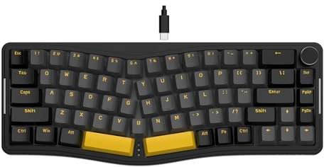 ATTACK SHARK AKS068 Alice Layout Wired Mechanical Keyboard with Knob, Ergonomic Gasket 60% Gaming Keyboard USB-C, VIA-Programmable, Hot-Swappable Tactile Switch, NKRO, RGB Backlit, PBT Keycap, PC/MAC