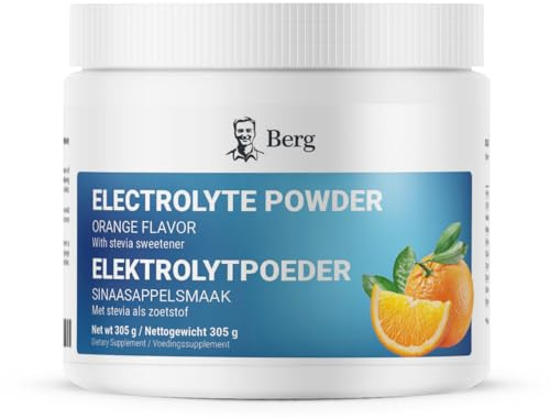 Berg Elektrolytpulver – Apelsin – Med rosa Himalayasalt – 1000 mg Kalium & 120 mg Magnesium per portion – 50 portioner
