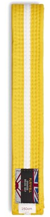 Playwell Martial Arts Cotton Coloured Belt With White Stripe Grading Belt - (Karate, Judo Taekwondo)