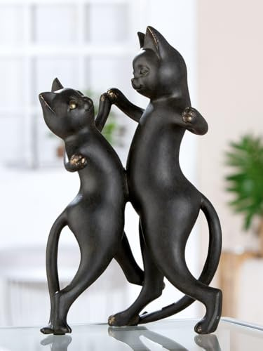 GILDE Figura Gatto in resina nera effetto metallico gatto H 30,5 cm L 17,5 cm P 16 cm - Decorazione, scultura, accessori per la casa, regalo