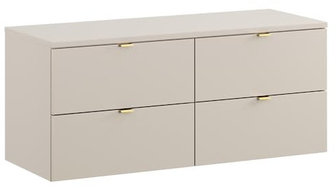 Lomadox Meuble sous-lavabo de salle de bain, 120 cm, en cachemire mat, 4 tiroirs