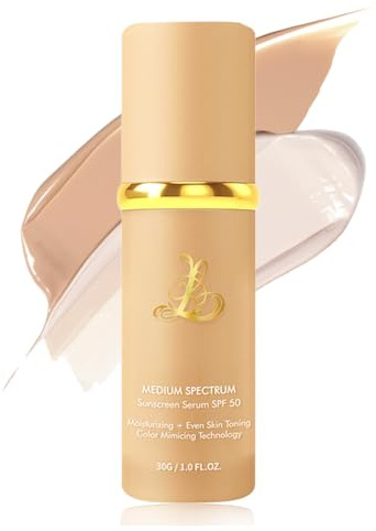 Foundation 4 in 1 - Color Changing Foundation, Medium Spectrum with SPF 50, Hypoallergenic Hydrating Liquid Concealer, Long-lasting & Waterproof Natural Finish - 1.06 fl oz