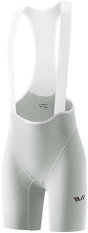 ROCKBROS TVI Cuissard à Bretelles pour Femmes Été, Shorts de Vélo Course Rembourré avec Poche Arrière, Séchage Rapide Anti-Choc pour Vélo de Route VTT, Blanc S