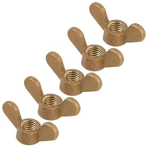 M4 Wing Nuts, Brass Butterfly Wing Nut, Heavy Duty Hand Twist Tighten Fasteners Parts Screws for Threaded Bolts DIY Tools, Pack of 5